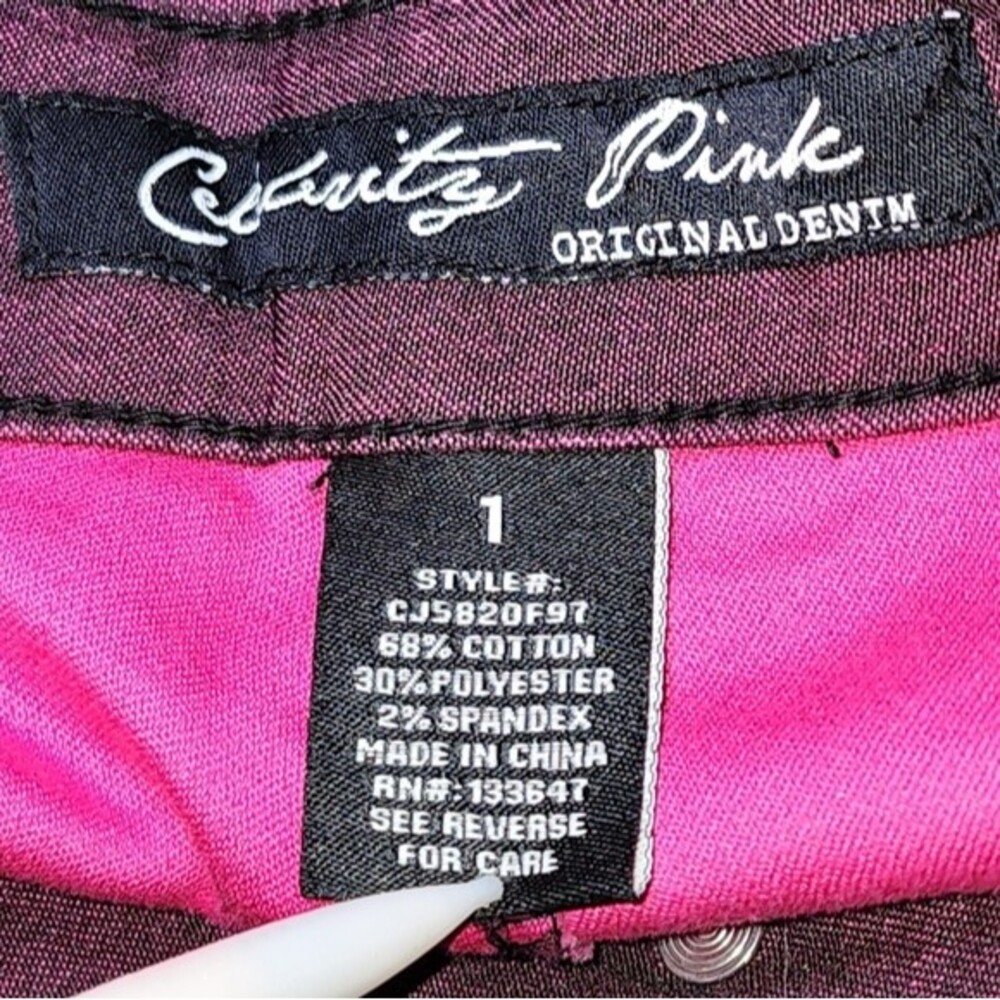 Celebrity Pink Dark Magenta Denim Classic 5 Pocket Skinny Jeans Juniors Size 1 - Picture 6 of 8